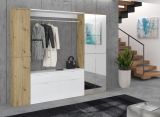 Garderobe Set Line-Up in Artisan Eiche und wei Hochglanz Garderobenschrank mit Spiegel 212 x 193 cm