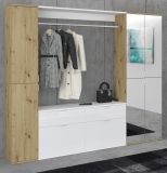 Garderobe Set Line-Up in Artisan Eiche und wei Hochglanz Garderobenschrank mit Spiegel 212 x 193 cm