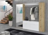 Garderobe Set Line-Up in Artisan Eiche und wei Hochglanz Garderobenschrank mit Spiegel 212 x 193 cm