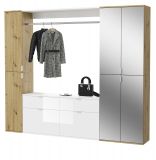 Garderobe Set Line-Up in Artisan Eiche und wei Hochglanz Garderobenschrank mit Spiegel 212 x 193 cm
