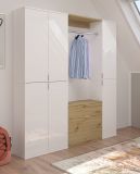 Garderobe SystemX in wei Hochglanz und Artisan Eiche Garderobenschrank 152 x 193 cm