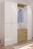 Garderobe SystemX in wei Hochglanz und Artisan Eiche Garderobenschrank 152 x 193 cm