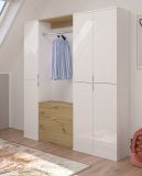 Garderobe SystemX in wei Hochglanz und Artisan Eiche Garderobenschrank 152 x 193 cm