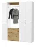 Garderobe SystemX in wei Hochglanz und Artisan Eiche Garderobenschrank 152 x 193 cm