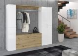 Garderobe SystemX in wei Hochglanz und Artisan Eiche Garderobenschrank 212 x 193 cm