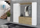 Garderobe SystemX in wei Hochglanz und Artisan Eiche Garderobenschrank 212 x 193 cm