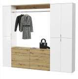 Garderobe SystemX in wei Hochglanz und Artisan Eiche Garderobenschrank 212 x 193 cm