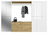 Garderobe mit Spiegel SystemX in wei Hochglanz und Artisan Eiche Garderobenschrank 273 x 193 cm
