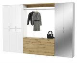 Garderobe mit Spiegel SystemX in wei Hochglanz und Artisan Eiche Garderobenschrank 273 x 193 cm