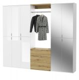 Garderobe mit Spiegel SystemX in wei Hochglanz und Artisan Eiche Garderobenschrank 213 x 193 cm