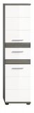 Badezimmer Midischrank Bailey in wei Hochglanz und Rauchsilber grau Badschrank 35 x 137 cm