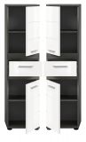 Badezimmer Midischrank Bailey in wei Hochglanz und Rauchsilber grau Badschrank 35 x 137 cm