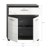 Badezimmer Kommode Bailey in wei Hochglanz und Rauchsilber grau Badschrank 71 x 79 cm