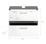 Badmbel Set 2-teilig Bailey in wei Hochglanz und Rauchsilber grau Badkombination Breite 60 cm