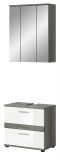 Badmbel Set 2-teilig Bailey in wei Hochglanz und Rauchsilber grau Badkombination Breite 60 cm
