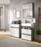 Badmbel Set 3-teilig Bailey in wei Hochglanz und Rauchsilber grau Badkombination 146 x 191 cm