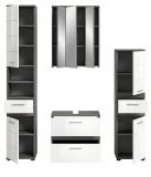 Badmbel Set 4-teilig Bailey in wei Hochglanz und Rauchsilber grau Badkombination 160 x 191 cm