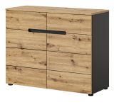 Kommode Cooper in Artisan Eiche und grau 100 x 81 cm, Soft-Close