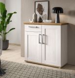 Kommode Mirano in wei Lrche und Eiche Artisan Landhaus Sideboard 95 cm