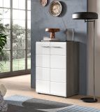Kommode Rumba in wei Hochglanz und Rauchsilber grau Sideboard 60 x 85 cm