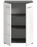 Kommode Rumba in wei Hochglanz und Rauchsilber grau Sideboard 60 x 85 cm