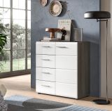 Kommode Rumba in wei Hochglanz und Rauchsilber grau Sideboard 80 x 85 cm