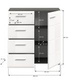 Kommode Rumba in wei Hochglanz und Rauchsilber grau Sideboard 80 x 85 cm