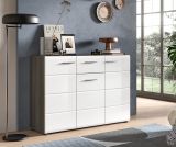 Sideboard Rumba in wei Hochglanz und Rauchsilber grau Kommode 120 x 85 cm