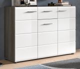 Sideboard Rumba in wei Hochglanz und Rauchsilber grau Kommode 120 x 85 cm
