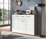 Sideboard Rumba in wei Hochglanz und Rauchsilber grau Kommode 120 x 85 cm