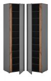 Schuhschrank Center in grau matt und Wotan Eiche Flurschrank 50 x 200 cm