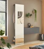 Garderobe Center in grau matt Kompaktgarderobe mit Spiegel 50 x 200 cm