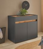 Schuhschrank Center in grau matt und Wotan Eiche Flurkommode 80 x 70 cm