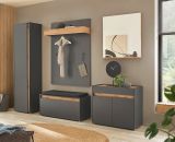 Schuhschrank Center in grau matt und Wotan Eiche Flurkommode 80 x 70 cm