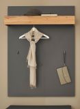 Garderobenpaneel Center in grau matt und Wotan Eiche Wandgarderobe 100 x 135 cm