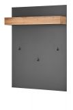 Garderobenpaneel Center in grau matt und Wotan Eiche Wandgarderobe 100 x 135 cm