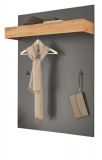 Garderobenpaneel Center in grau matt und Wotan Eiche Wandgarderobe 100 x 135 cm