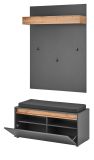 Garderobe Set 3-teilig Center in grau matt und Wotan Eiche Garderobenkombination 100 x 200 cm