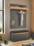 Garderobe Set 3-teilig Center in grau matt und Wotan Eiche Garderobenkombination 100 x 200 cm