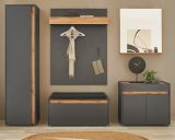Garderobe Set 6-teilig Center in grau matt und Wotan Eiche Garderobenkombination 260 x 200 cm