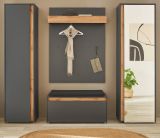 Garderobe Set 5-teilig Center in grau matt und Wotan Eiche Garderobenkombination 230 x 200 cm