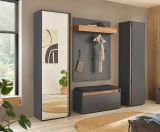 Garderobe Set 5-teilig Center in grau matt und Wotan Eiche Garderobenkombination 230 x 200 cm