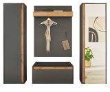 Garderobe Set 5-teilig Center in grau matt und Wotan Eiche Garderobenkombination 230 x 200 cm