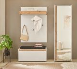 Garderobenschrank Center in wei und Wotan Eiche Flurschrank mit Spiegel 60 x 200 cm