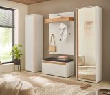 Garderobenschrank Center in wei und Wotan Eiche Flurschrank mit Spiegel 60 x 200 cm