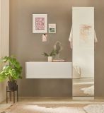 Garderobe Center in wei Kompaktgarderobe mit Spiegel 50 x 200 cm