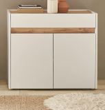 Schuhschrank Center in wei und Wotan Eiche Flurkommode 80 x 70 cm