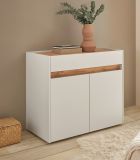 Schuhschrank Center in wei und Wotan Eiche Flurkommode 80 x 70 cm