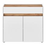 Schuhschrank Center in wei und Wotan Eiche Flurkommode 80 x 70 cm