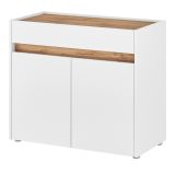 Schuhschrank Center in wei und Wotan Eiche Flurkommode 80 x 70 cm
